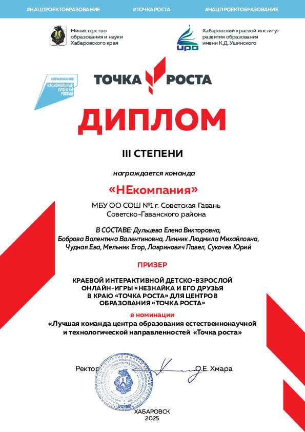 Команда НЕкомпания - призер краевого конкурса ТР-2025.